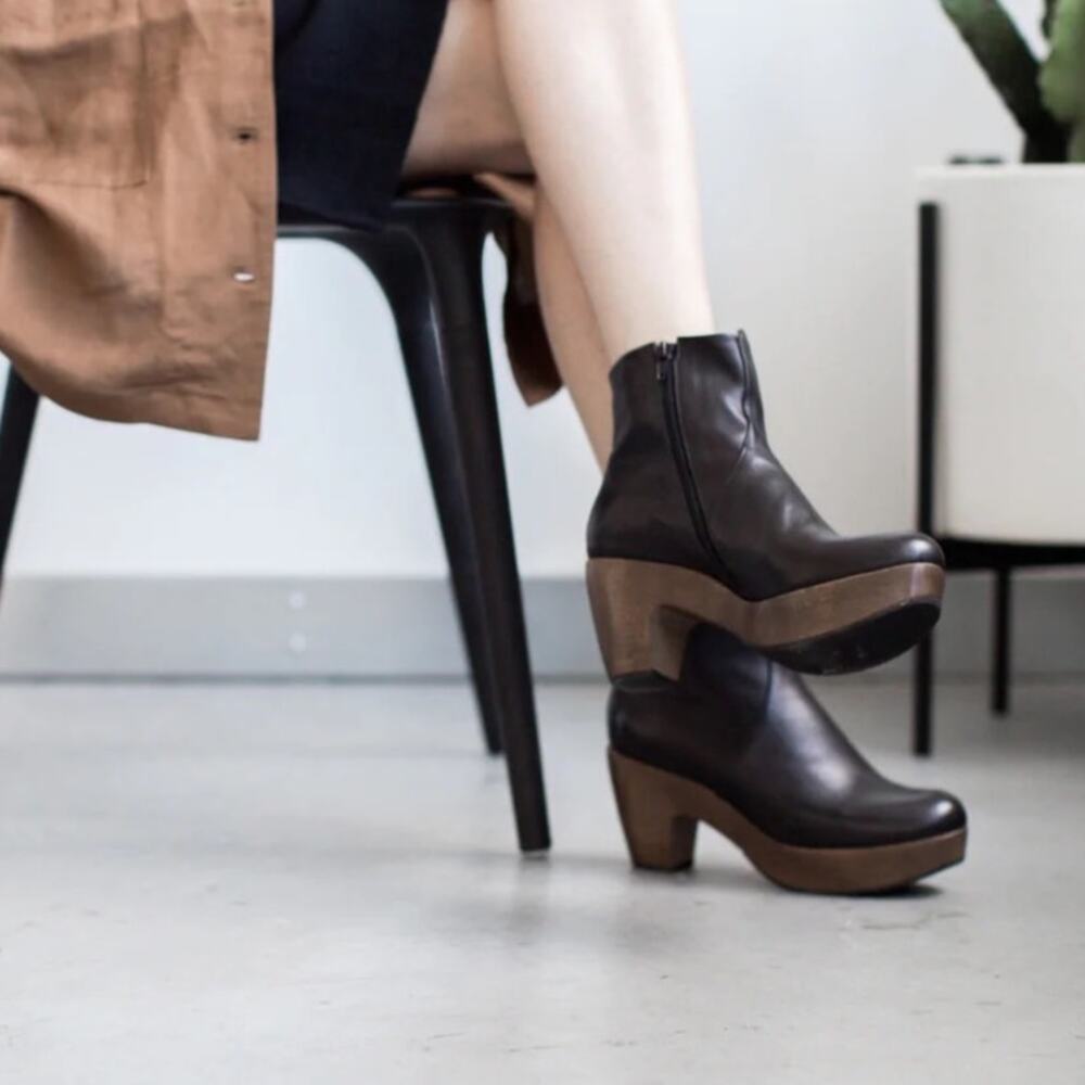 COCLICO Black and Brown Heeled Boots